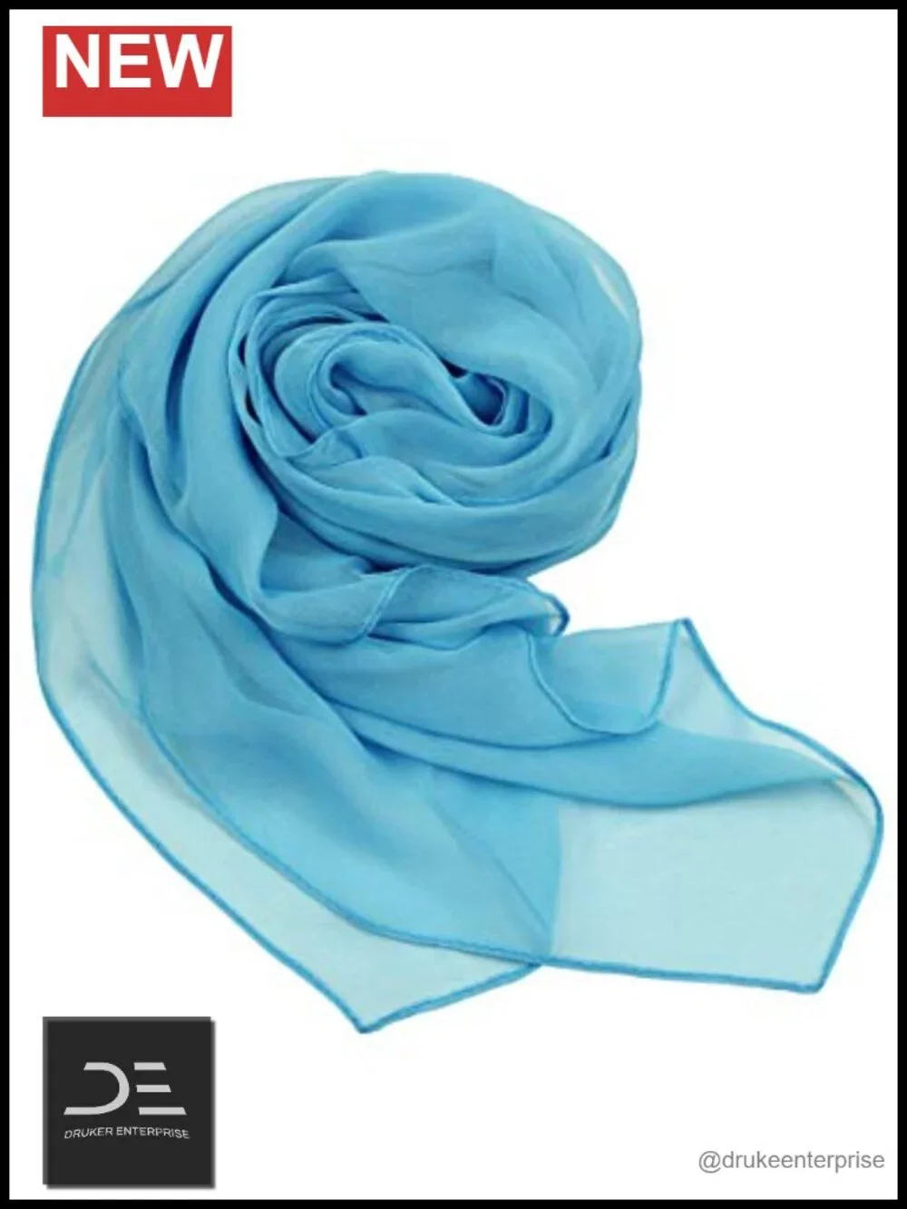 Long Chiffon Sheer Fashion Scarf, Silk/Polyester, Lightweight, Breathable